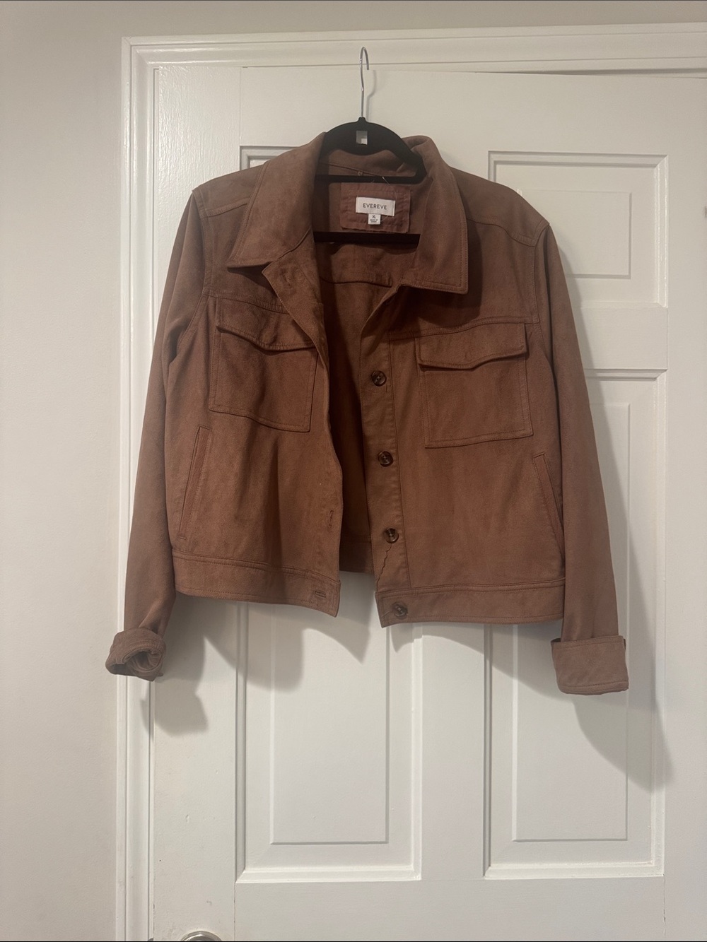 Evereve faux Suede Jacket in Camel Brown
